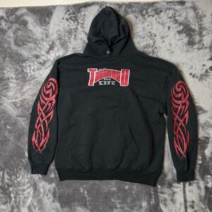 Vintage Y2K Pullover Hoodie Tattooed For Life Tribal Sleeve Graphics Size Large